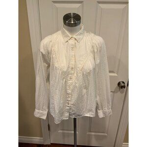 Pilcro & The Letterpress White Textured Shirt W/ Lace Accents, Size XS